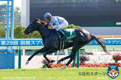 【#函館スプリントステークス】函館競馬場で行われた函館スプリントステークス（GIII）は浜中俊騎手が騎乗したナムラクレアが1番人気に応えて快勝！ \ud83d\udc4f 昨年の小倉2歳Sに続く重賞2勝目を挙げました！ \ud83c\udf89 #競馬 #keiba #JRAVAN #函館スプリントS