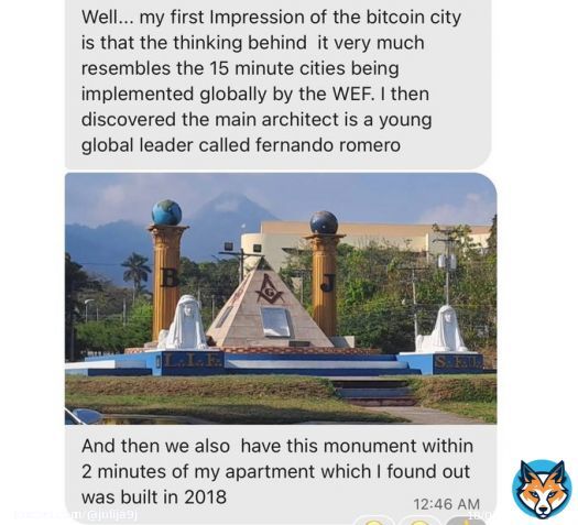 El Salvador. The bitcoin city was designed by a WEF's global leader of tomorrow, Fernando Romero, and it resembles a 15 min city.