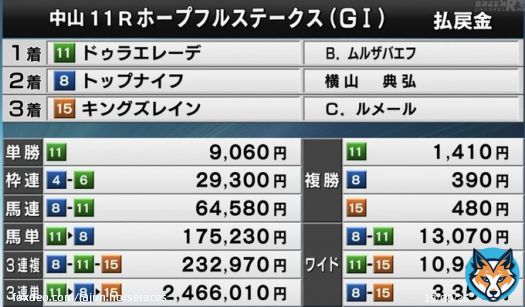 ホープフルステークス確定。