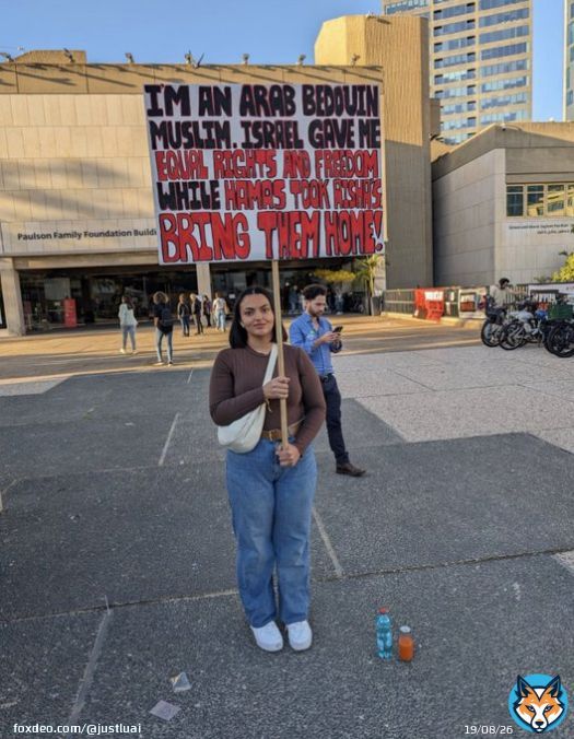 Beautiful young lady in Tel Aviv standing up for her country Israel. Why do we never hear of Arabs like her? The media only showcases anti-Jew Arabs.