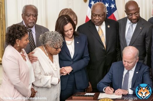 When I served in the United States Senate, I was proud to co-sponsor a bill to make Juneteenth a federal holiday.   And as vice president, it was my honor to stand beside President Biden as he signed the legislation that finally made that dream a reality.