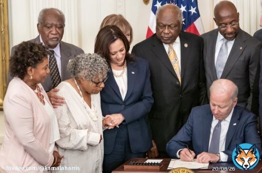 When I served in the United States Senate, I was proud to co-sponsor a bill to make Juneteenth a federal holiday.   And as vice president, it was my honor to stand beside President Biden as he signed the legislation that finally made that dream a reality.