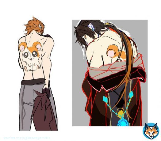 前に背中にハム太郎飼ってる先生描いた