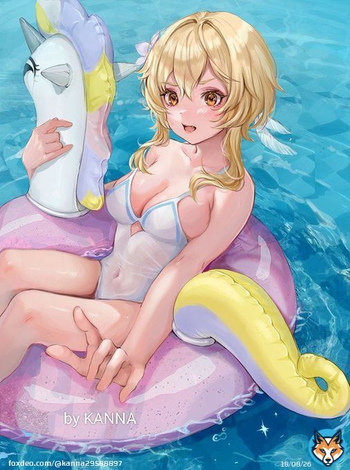 #GenshinImpact #Lumine  Swimming