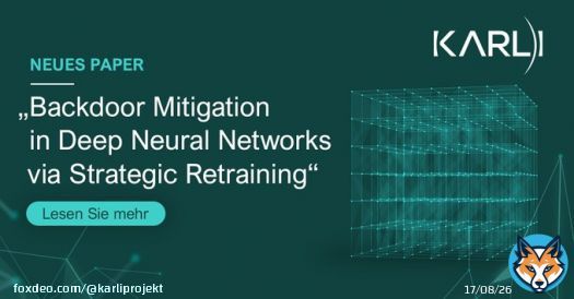 Im @KARLI-Projekt wurde eine neue Methode zum Entfernen von Backdoors aus Deep Neural Networks (DNN) f&uuml;r #automatisiert fahrende #Fahrzeuge entwickelt. Es wird auf der FM2023, organisiert von der @FormalMtds, vorgestellt. Hier gehts zum Paper: