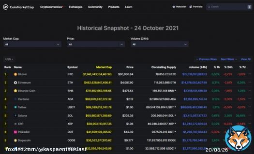 Imagine #Kaspa (#KAS) makes it to the top10 marketcaps in the next bullrun. Check out the size of the marketcaps in the last bullrun.   Or just the marketcaps of the top11-20 currencies. See what that would mean for the price of Kaspa.  #Bitcoin #Ethereum #Binance #crypto