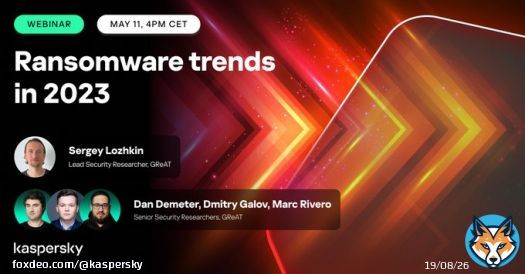 ICYMI - Catch our re-run webinar with @Seifreed, Dmitry Galov and @_xdanx as they look at #ransomware trends for 2023. Included:   2022 ransomware overview  Updated TTPs  Target types gangs are after  How to protect your systems  Learn more &rArr;