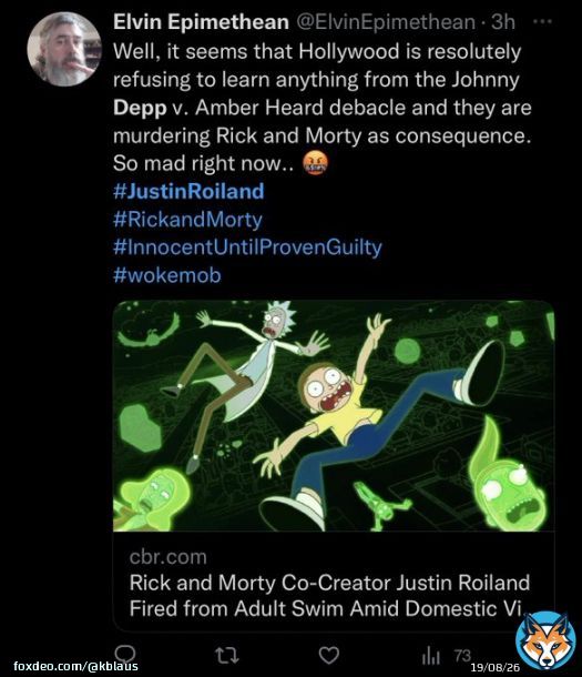 They&rsquo;re already trying to equate Justin Roiland to Johnny Depp under the guise of false allegations but it&rsquo;s actually a pretty solid comparison considering both cases have mountains of evidence supporting victims&rsquo; claims yet misogynists choose to knowingly support abusers anyways