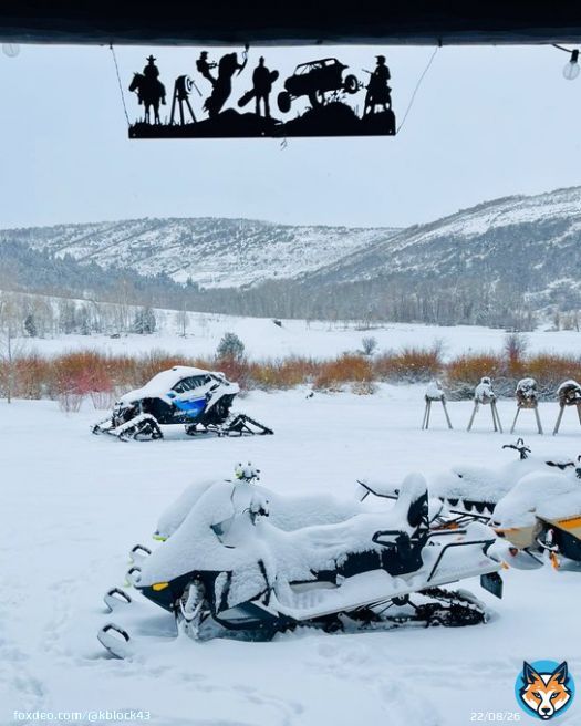 This is how some mornings at my ranch in Utah look this time of year &ndash; freshly coated with snow! Luckily we have the Ski-doo sleds, @CanAm Mavericks (one on tracks!) and Defender, and the Kubota machinery to dig us out and keep the property maintained.