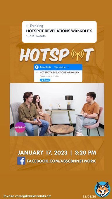 Trending top spot nationwide and also worldwide  Tune in to @ABSCBN Facebook page. See you everyone, 3:20 PM!   HOTSPOT REVELATIONS WithKDLEX  #PETAWalangAray