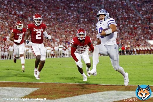 Final score from Norman: Kansas State 41, Oklahoma 34.  Adrian Martinez put on a show. Chris Klieman improved to 3-1 against the Sooners. The Wildcats are undefeated in Big 12 play.