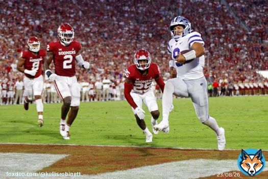 Final score from Norman: Kansas State 41, Oklahoma 34.  Adrian Martinez put on a show. Chris Klieman improved to 3-1 against the Sooners. The Wildcats are undefeated in Big 12 play.