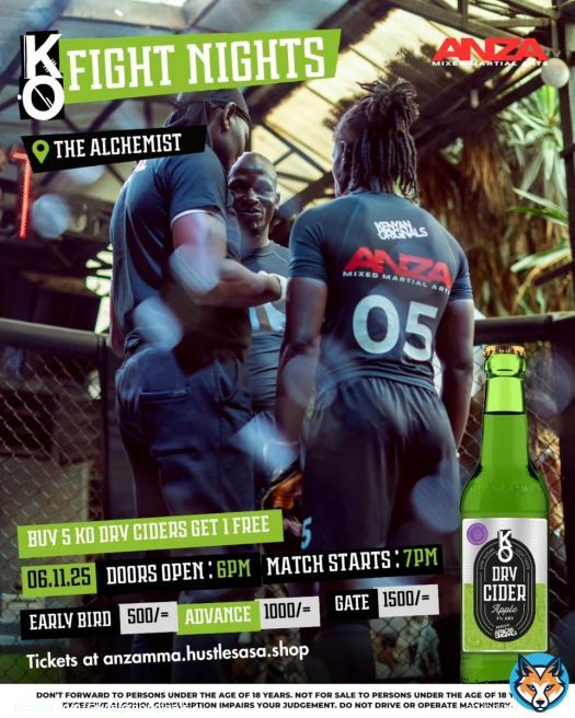 • #Nairobi #MMA • KO Fight Nights are BACK! 8 INCREDIBLE fights by @anza_mma Thu, Nov 6 | 6PM @AlchemistBar254, Westlands  Tag your cage-side crew & come witness pure focus, grit & glory! #SherehePlug #KOFightNights