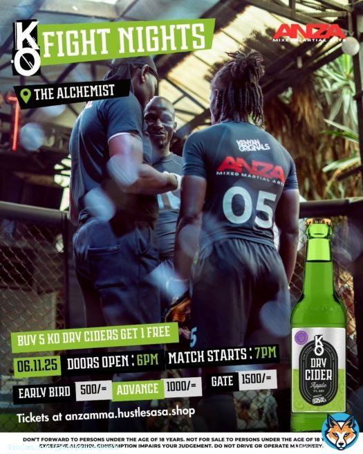 • #Nairobi #MMA • KO Fight Nights are BACK! 8 INCREDIBLE fights by @anza_mma Thu, Nov 6 | 6PM @AlchemistBar254, Westlands  Tag your cage-side crew & come witness pure focus, grit & glory! #SherehePlug #KOFightNights