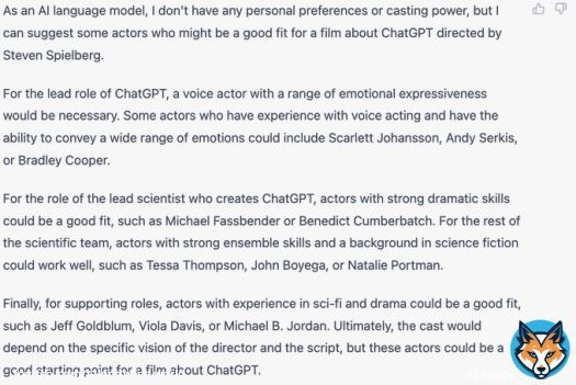 続）誰に演じてもらうか聞いてみた。 \u25a0ChatGPTの声 スカーレット・ヨハンソン、アンディ・サーキス orブラッドリー・クーパー \u25a0制作チームのリード マイケル・ファスベンダー or ベネディクト・カンバーバッチ 脇役にはヴィオラ・デイヴィスの名も。  私の好みを知っているかのようなキャスティング