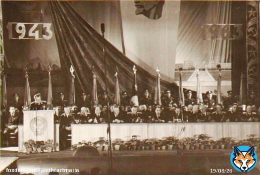 Marshal V. I. #Chuikov speaking at the podium during the celebration of the 20th anniversary of the victory in the Battle of #Stalingrad. #Volgograd, 2 February 1963.  #Сталинград #Чуйков