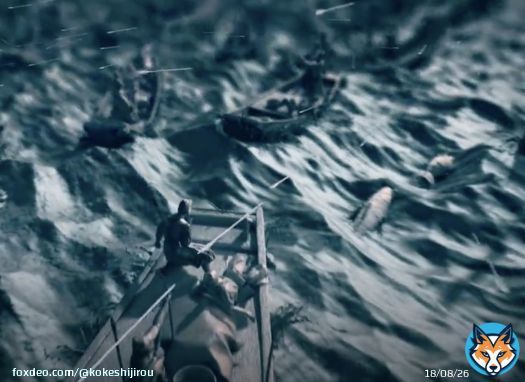 壇ノ浦の戦いと言えば、鎌倉殿のオープニングの中で九郎どのの跳躍シーンのあとに一瞬だけチラ映りする海の生き物的なやつは、平家物語で登場する敗北を呼ぶ不吉な生物、イルカちゃんでいいのかしら。（大群のようには見えないけれど）  #鎌倉殿の13人 #壇ノ浦の戦い #平家物語 #イルカ #源義経