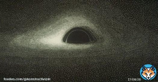 The first simulated image of a black hole, calculated with an IBM 7040 computer using 1960 punch cards and hand-plotted by French astrophysicist Jean-Pierre Luminet in 1978
