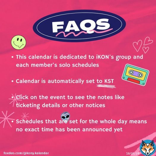 Hello   This is Kony Kalendar! We're here to help you keep up with iKON's upcoming schedules   View iKON's Activities calendar here:   #iKON #아이콘 #アイコン @iKONIC_143