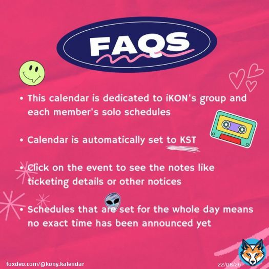 Hello   This is Kony Kalendar! We're here to help you keep up with iKON's upcoming schedules   View iKON's Activities calendar here:   #iKON #아이콘 #アイコン @iKONIC_143
