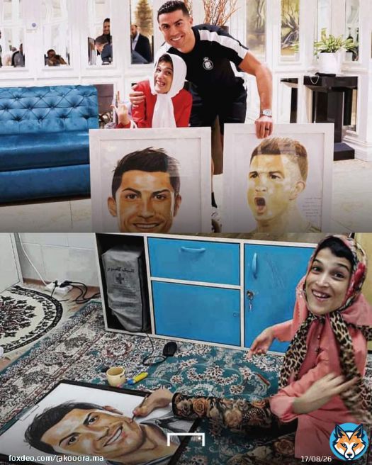أخيرًا تحقق حلمها \u2764\ufe0f التقى كريستيانو رونالدو بالرسامة الإيرانية فاطمة حمامي \ud83d\udc69\ud83c\udffb‍\ud83c\udfa8 الفنانة رسمت البرتغالي في وقت سابق وهي من محبي قائد النصر الحالي \ud83d\ude0d مواقف الدون الإنسانية لا تنتهي \ud83d\udc4f\ud83\udc4f\ud83c\udffb