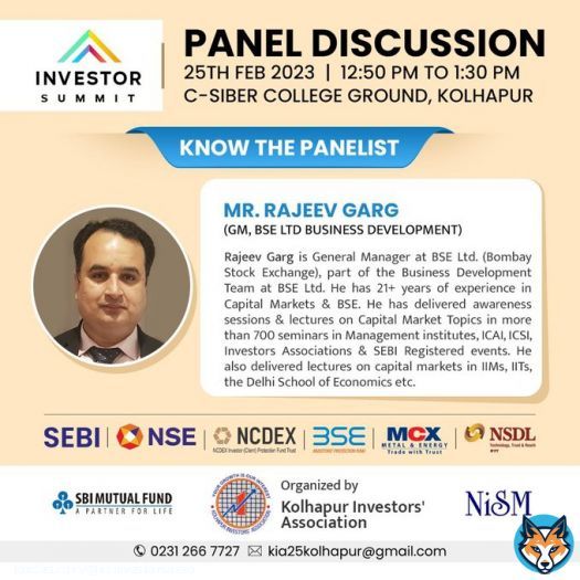 Our next panelist is Mr. Rajeev Garg, who is General Manager at the Bombay Stock Exchange and is part of the Business Development Team. He brings more than 21 years of experience to the table in Capital Markets and BSE.  Join us on 25th Feb at 12:50pm at C-SIBER College, Kolhapur