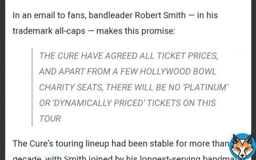 No more excuses, OTHER BANDS, for your ridiculous pricing. OPT OUT. (WTG, The Cure!)