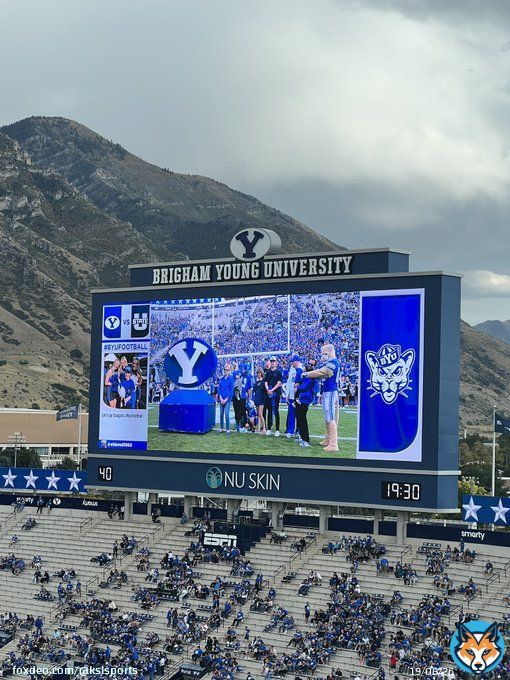 Patti Edwards &ldquo;lit the Y&rdquo; tonight.    #BYUFootball #GoCougs