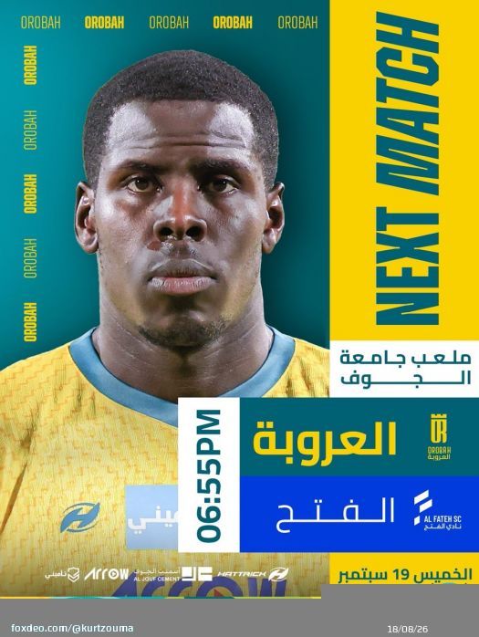 | NEXT MATCH | #دوري_روشن_السعودي | الجولة 4 #نحلم_ونحقق | الخميس 19-09-2024 م | العروبة الفتح | 06:55 PM | ملعب جامعة الجوف | SSC #يلا_عروبة