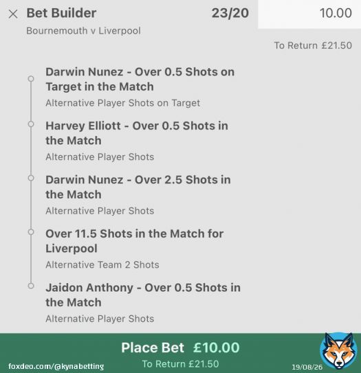 Bournemouth vs Liverpool   BetBuilder x2