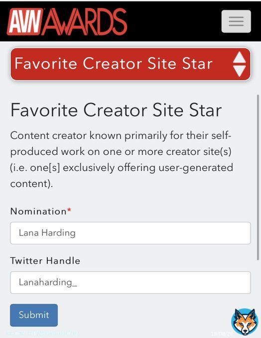 I'd love your help being nominated for an AVN Award!   All you need to do is click on this link:  and fill in these details!  Be sure to send me a screenshot of your vote so I can thank you personally
