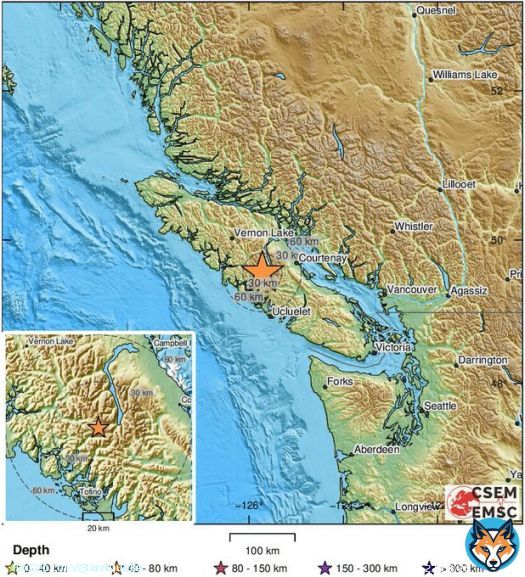 #Earthquake (#s&eacute;isme) M5.1 occurred 62 km SW of Campbell River (#Canada) 10 min ago (local time 19:50:20). More info at: