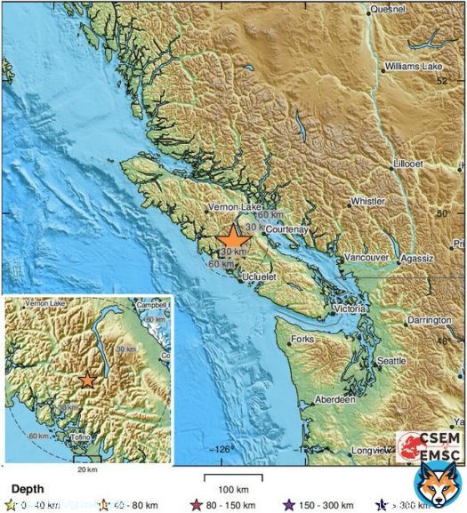 #Earthquake (#s&eacute;isme) M5.1 occurred 62 km SW of Campbell River (#Canada) 10 min ago (local time 19:50:20). More info at: