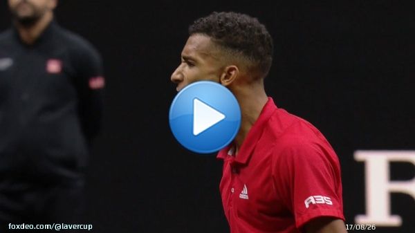 Flipping the script.  The moment @felixtennis puts Team World within one match of victory.  #LaverCup