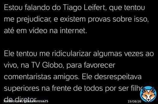 Cas&atilde;o  abrindo o jogo sobre Tiago Leifert. &Iacute;caro Silva sempre teve raz&atilde;o