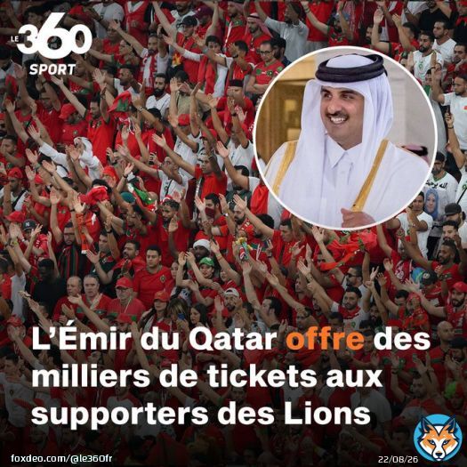 | L'Emir du Qatar a achet&eacute; des milliers de billets du match Maroc-Espagne pour les distribuer gratuitement aux fans des Lions de l&rsquo;Atlas.  Quel beau geste
