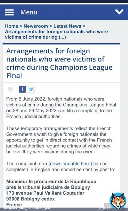 On the French embassy in London website there is a form to fill to report crime that occurred during the #LIVRMA . Please spread the word as they don&rsquo;t broadcast it to keep numbers of complaints down.