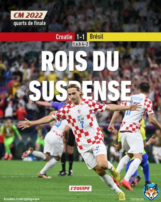 La Croatie &eacute;limine le Br&eacute;sil aux tirs au but.   Le match >   #CROBRA