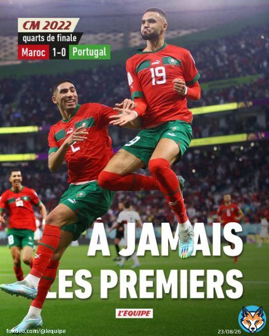Le Maroc devient, après son exploit contre le Portugal, le premier pays africain à atteindre les demi-finales d'une Coupe du monde. #MARPOR