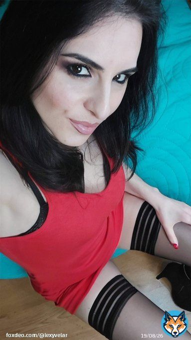 Hello! Did you miss me?  Who's into hot brunette in red dress, stockings and heels?