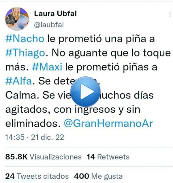 La pi&ntilde;a que le prometi&oacute; seg&uacute;n la Ubfal Nacho a Thiago por su 'acoso' / la que le termin&oacute; dando. #Nachiago