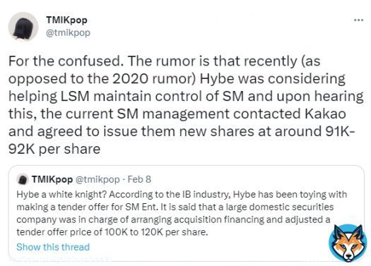 Friendly reminder that the reason why Hybe bought LSM's shares was because the old man was looking for an ally to help prevent him from getting kicked out by his own SM management  JYP doesn't have the same corporate bullshit drama SM does so why wouould they sell shares?