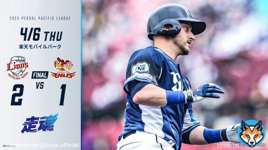 [4/6 結果] L2-1E  2回に #ペイトン 選手の来日初本塁打で先制！ 先発の #松本航 投手が6回無失点と試合を作ります。 7回、3番手の #森脇亮介 選手が好リリーフ！ すると直後に #山川穂高 選手の適時二塁打で追加点をあげます。 最後は #増田達至 投手が3人で抑え、カード勝ち越しです！ #seibulions