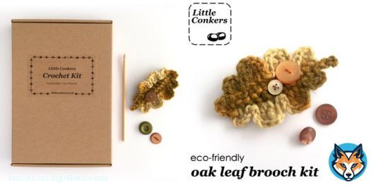 Complete, eco-friendly kit to make a beautiful oak leaf brooch. Full details here:   #EcoGifts #CraftKit #LittleConkers