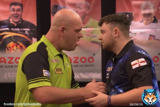 ???????????? ???????????????????????? ???????????????????????? ????????????????   Michael van Gerwen defies a nine-dart finish from Josh Rock (103.9) to seal an epic 10-8 victory with a 107.7 average and four ton-plus finishes for a place in the Quar