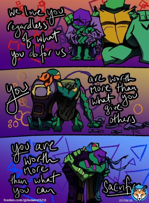 It's not a one and done kind of life lesson.  The eldest understands service. The youngest understands inherent worth. And it turns out the twins both know what it means to sacrifice.  #rottmnt #rottmntmovie #SaveRiseofTMNT #SaveRiseoftheTMNT #UnpausseRiseoftheTMNT #UnpauseROTTMNT