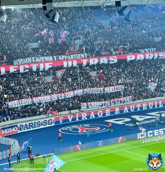 &laquo;&nbsp;Kylian l&rsquo;avenir t&rsquo;appartient ! Meilleur buteur de la Coupe du monde, pur produit parisien. Le champion c&rsquo;est toi &raquo;  La banderole du Collectif Ultras Paris en hommage &agrave; Kylian Mbapp&eacute;.   #Ligue1 | #PSGRCSA