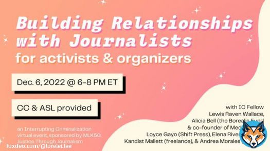 Tuesday, Dec. 6 at 6 PM ET: We invite organizers, journalists & communicators to join us for an event on building relationships & connecting effectively with journalists, featuring our Abolition Journalism Fellow @LewisPants & a fantasticlineup! Register: