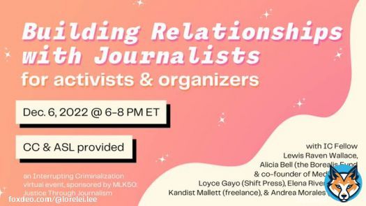 Tuesday, Dec. 6 at 6 PM ET: We invite organizers, journalists & communicators to join us for an event on building relationships & connecting effectively with journalists, featuring our Abolition Journalism Fellow @LewisPants & a fantasticlineup! Register: