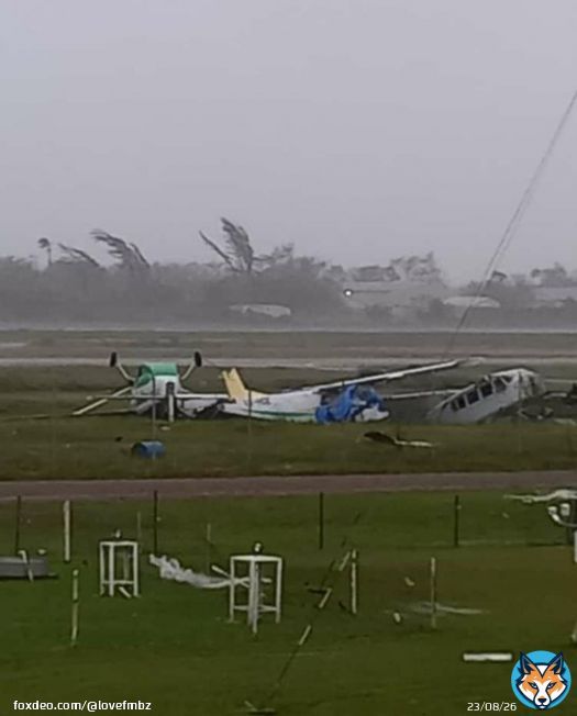 #HurricaneLisa: Planes flipped over at the Philip Goldson International Airport